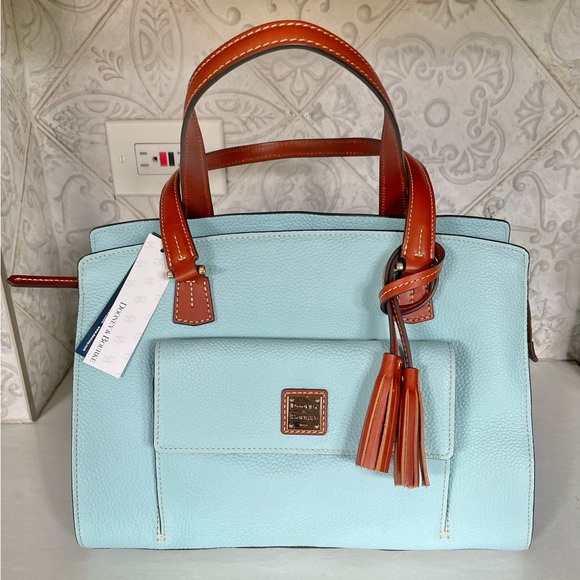 Dooney & Bourke - Pebbled Gain Leather Shoulder Bag - Pale Blue - Picture 4 of 12